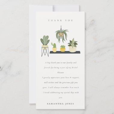 Cute Potted Leafy Succulent Plants Bridal Shower Thank You Invitations
