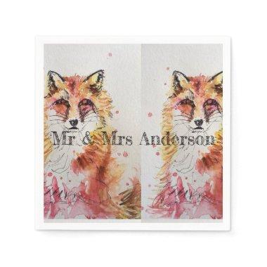 Cute Red Fox Wedding Decor Serviette Napkins