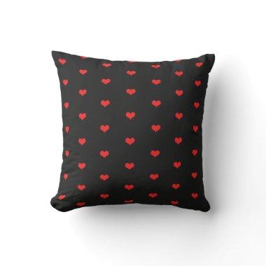 Cute Red Heart Patterns Black Custom Home Decor Outdoor Pillow