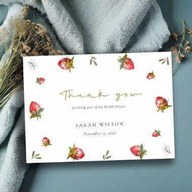 Cute Red Strawberry Leafy Botanical  Thank You