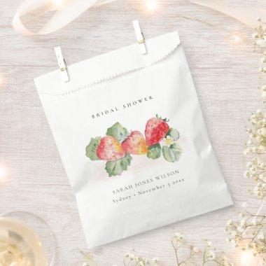 Cute Red Strawberry Leafy Foliage Bridal Shower Favor Bag