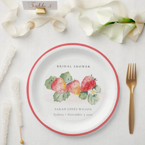 Cute Red Strawberry Leafy Foliage  Paper Plates