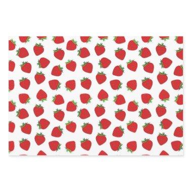 Cute red strawberry pattern wrapping paper sheets