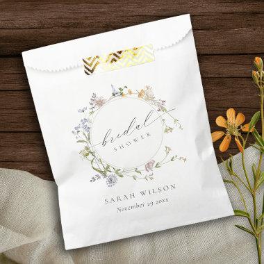 Cute Rustic Meadow Floral Wreath Bridal Shower Favor Bag