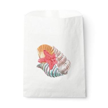 Cute Seashell Watercolor Beach Party Favor Bag