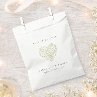 Cute Simple Dusky Green Floral Heart  Favor Bag