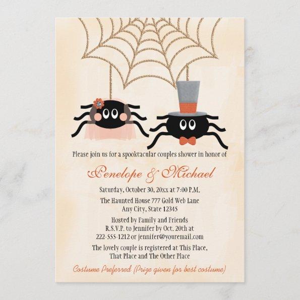 Cute Spider Halloween Couples Shower Invitations