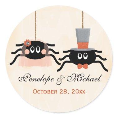 Cute Spider Halloween Wedding Classic Round Sticker