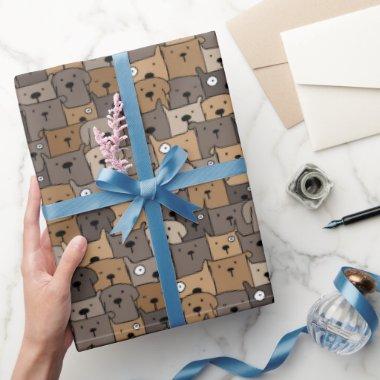 Cute Stacked Dogs Wrapping Paper