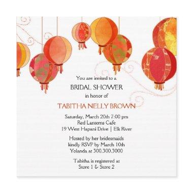 Cute Stylish Red Lanterns Bridal Shower Invitations