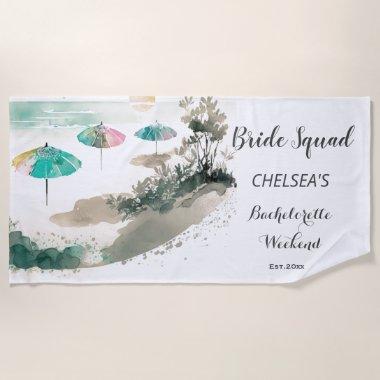 Cute Tropical Bachelorette Party Weekend Beach Towel