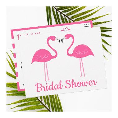Cute Tropical Beach Pink Flamingo Bridal Shower Invitation PostInvitations