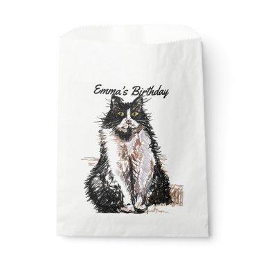 Cute Tuxedo Cat Art pet Animal Party Favor Bags