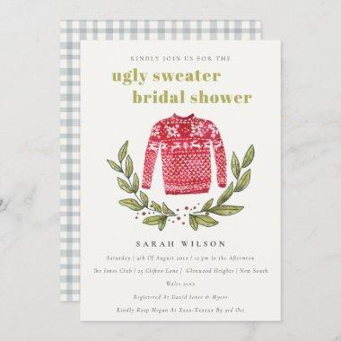 Cute Ugly Sweater Leaf Winter Bridal Shower Invite