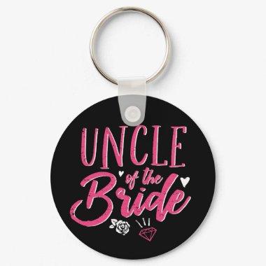 Cute Uncle of The Bride Pink Calligraphy Script Keychain