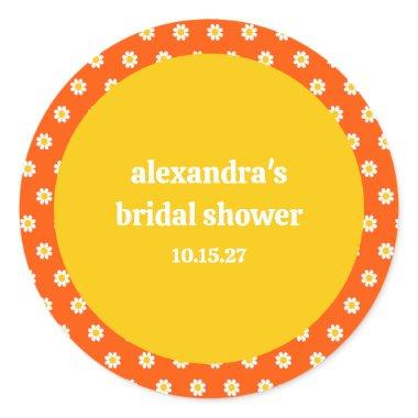 Cute Vintage Orange Daisies  Custom Classic Round Sticker