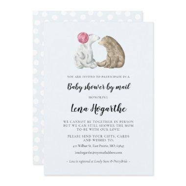 Cute watercolor bears Baby Shower by mail Invitations