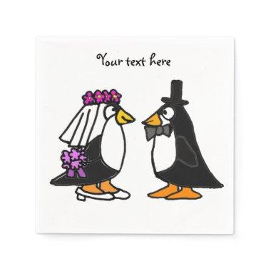 Cute Wedding Penguins Paper Napkins