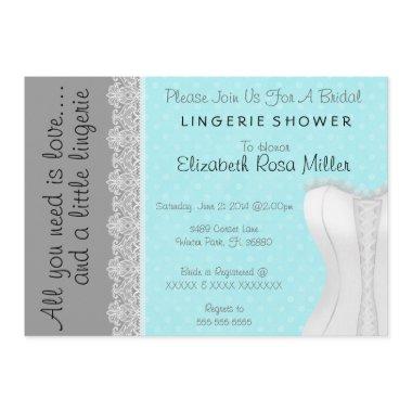 Cute White Lace Corset Lingerie Bridal Shower Invitations