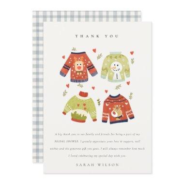 Cute Winter Heart Leafy Ugly Sweater  Thank You