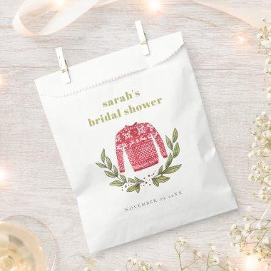 Cute Winter Red Green Ugly Sweater Bridal Shower Favor Bag