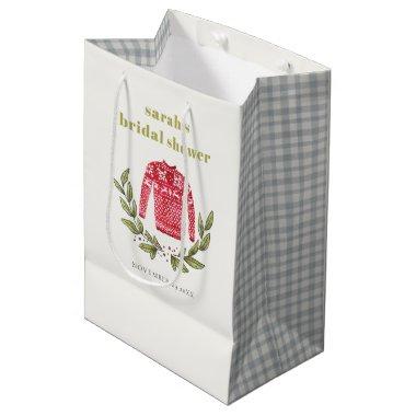 Cute Winter Red Green Ugly Sweater  Medium Gift Bag