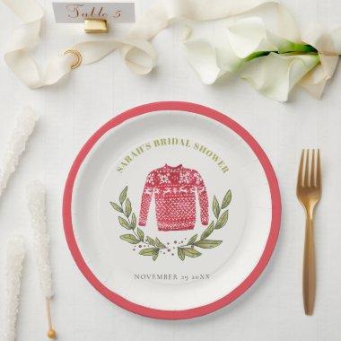 Cute Winter Red Green Ugly Sweater  Paper Plates