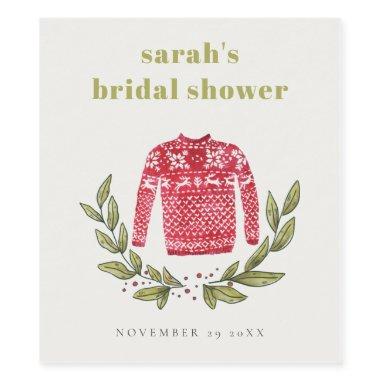Cute Winter Red Green Ugly Sweater  Wine Label