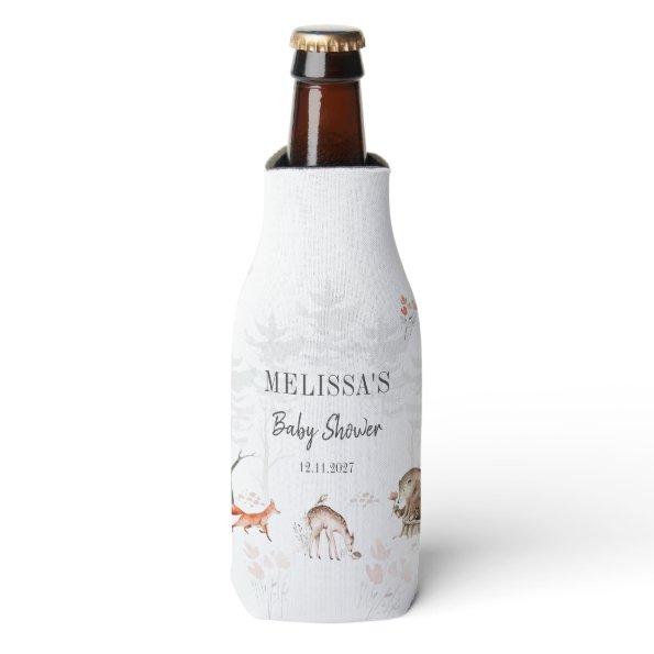 Cute Woodland Animals Forest Baby Shower Bottle Cooler