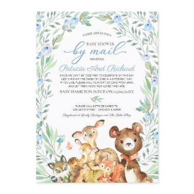 Cute Woodland Animals Greenery Baby Shower By Mail Invitations