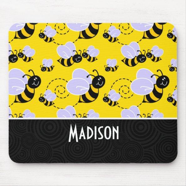 Cute Yellow & Black Bee Mouse Pad