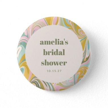 Cute Yellow Pastel Abstract Custom Bridal Shower Button