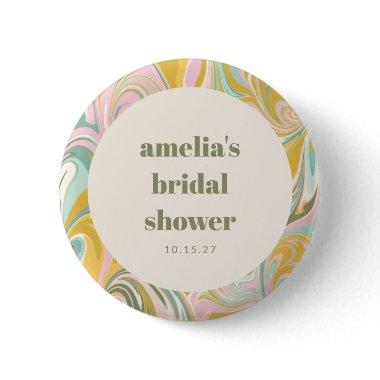 Cute Yellow Pastel Abstract Custom  Button