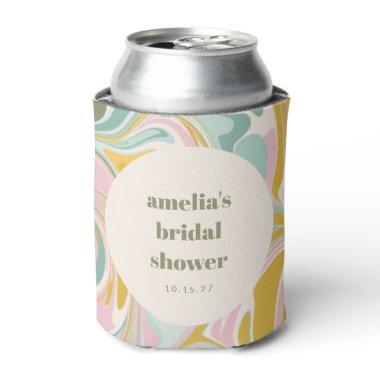 Cute Yellow Pastel Abstract Custom Bridal Shower Can Cooler