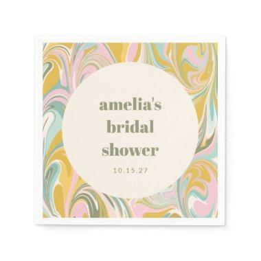 Cute Yellow Pastel Abstract Custom Bridal Shower Napkins