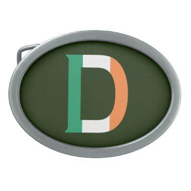 D Monogram overlaid on Irish Flag bbcnt Belt Buckle