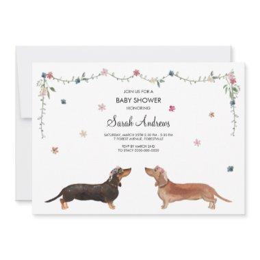 Dachshund Dog Baby Shower Invitations