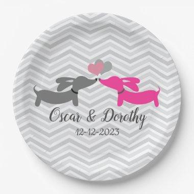 Dachshund Wedding Personalized Doxie Paper Plates