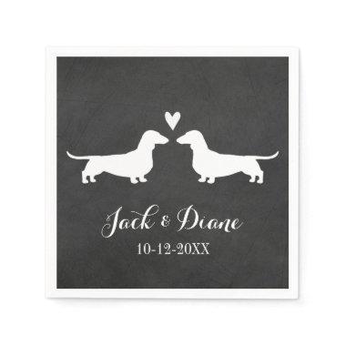 Dachshunds Dog Wedding Couple Personalized Paper Napkins