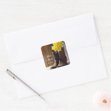 Daffodils and Cowboy Boots Wedding Envelope Seals