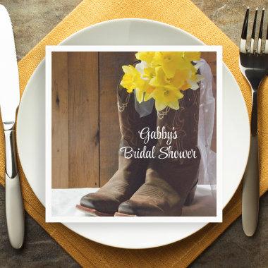 Daffodils and Cowboy Boots Western Bridal Shower Paper Napkins