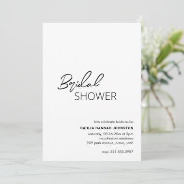 Dahlia Black and White Modern Bridal Shower Invitations