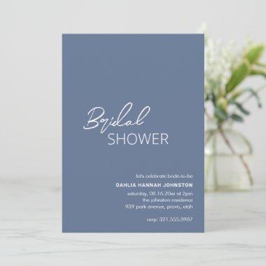 Dahlia Dusty Blue Modern Bridal Shower Invitations