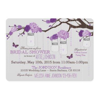 Dahlia Flower Branch Modern Bridal Shower Invitations