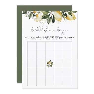 DAHLIA Lemon Bridal Shower Bingo Game Invitations