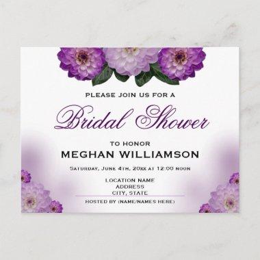 Dahlia Purple Floral Bridal Shower Invitation Post PostInvitations