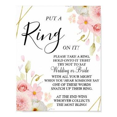 Dahlia & Roses Put a Ring bridal shower game sign