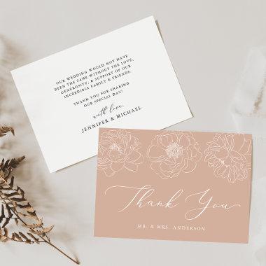 Dainty Floral Blushed Terracotta Wedding Thank You Invitations