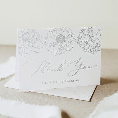 Dainty Floral Silver Foil Wedding Thank You