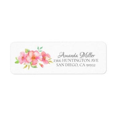 Dainty Pink Floral Bridal Return Address Label